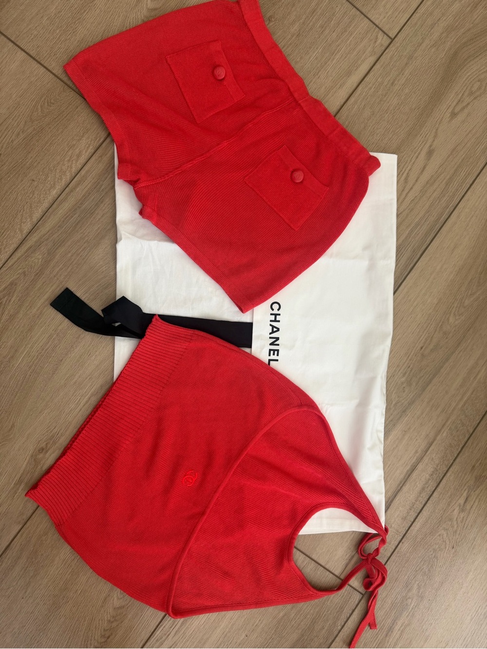Authentic Chanel Coral Tank and shorts set fits like 38